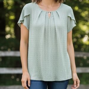 Wilde Short Sleeve Women's Blouses‎ In Green Size Large